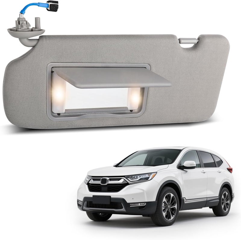 ItranMc Sun Visor Driver Side for Honda CRV 2017–2022, Left Side Sunvisor with Lighted Mirror, Gray, Replacement#83280-TLA-A12ZB - Image 1